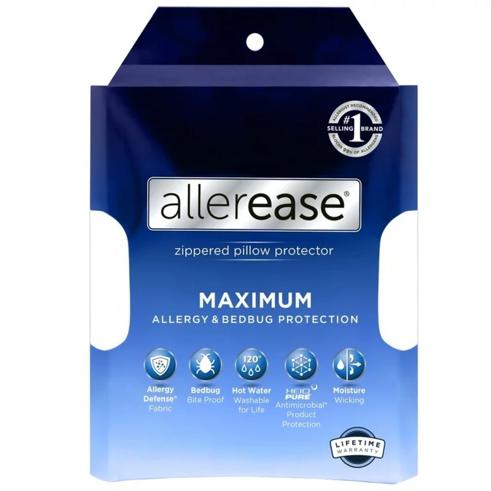 Allerease Maximum Zippered King Size Pillow Protector, 1 Pack NWT
